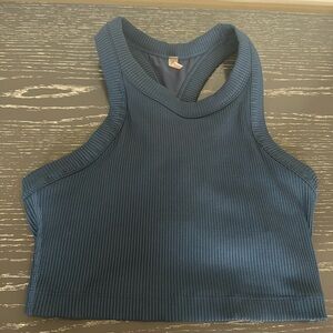 FP Movement Game Time Navy Ribbed Racerback Crop Tank